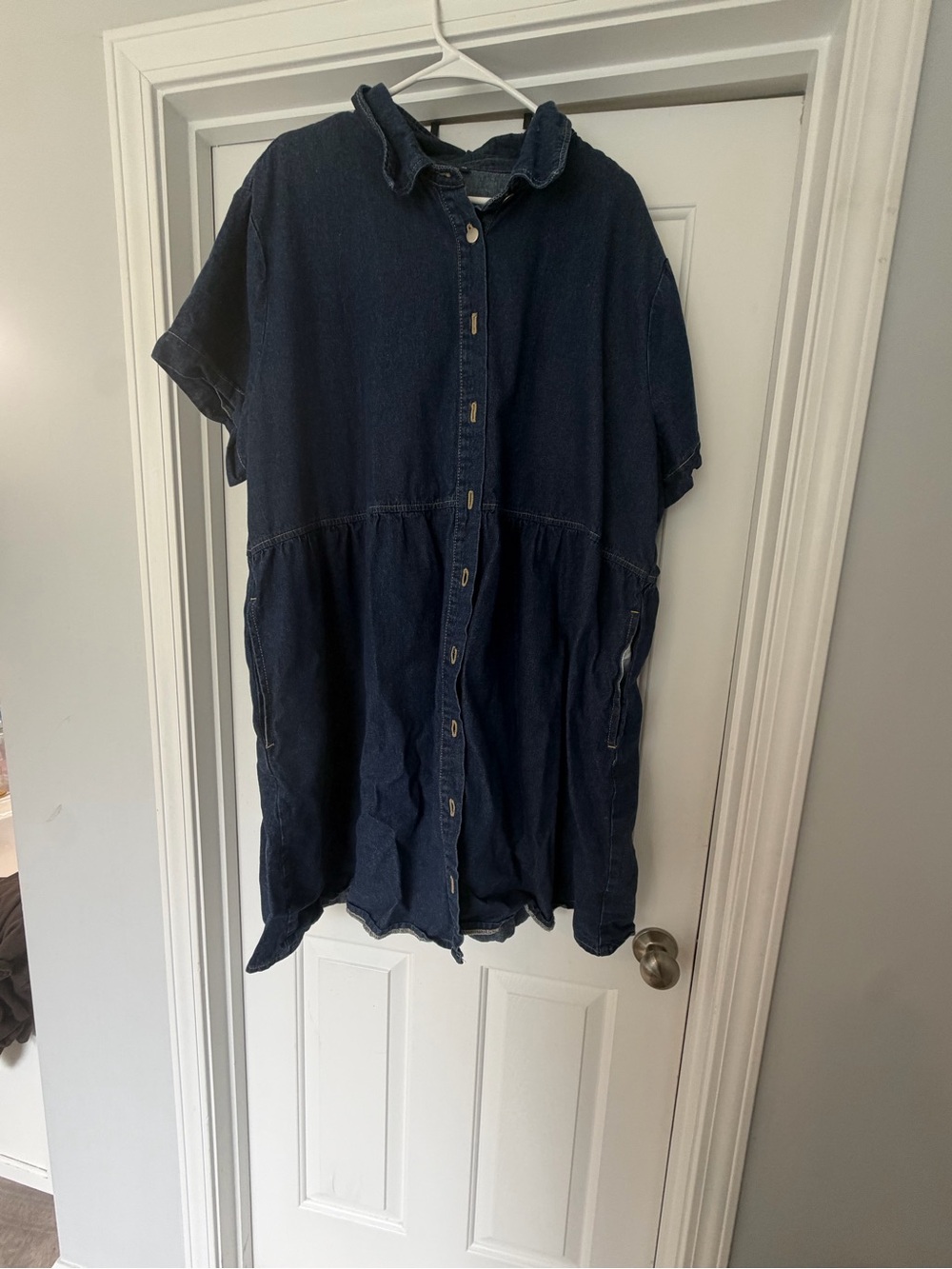 Amazon Navy Button-Down Denim Shirt Dress